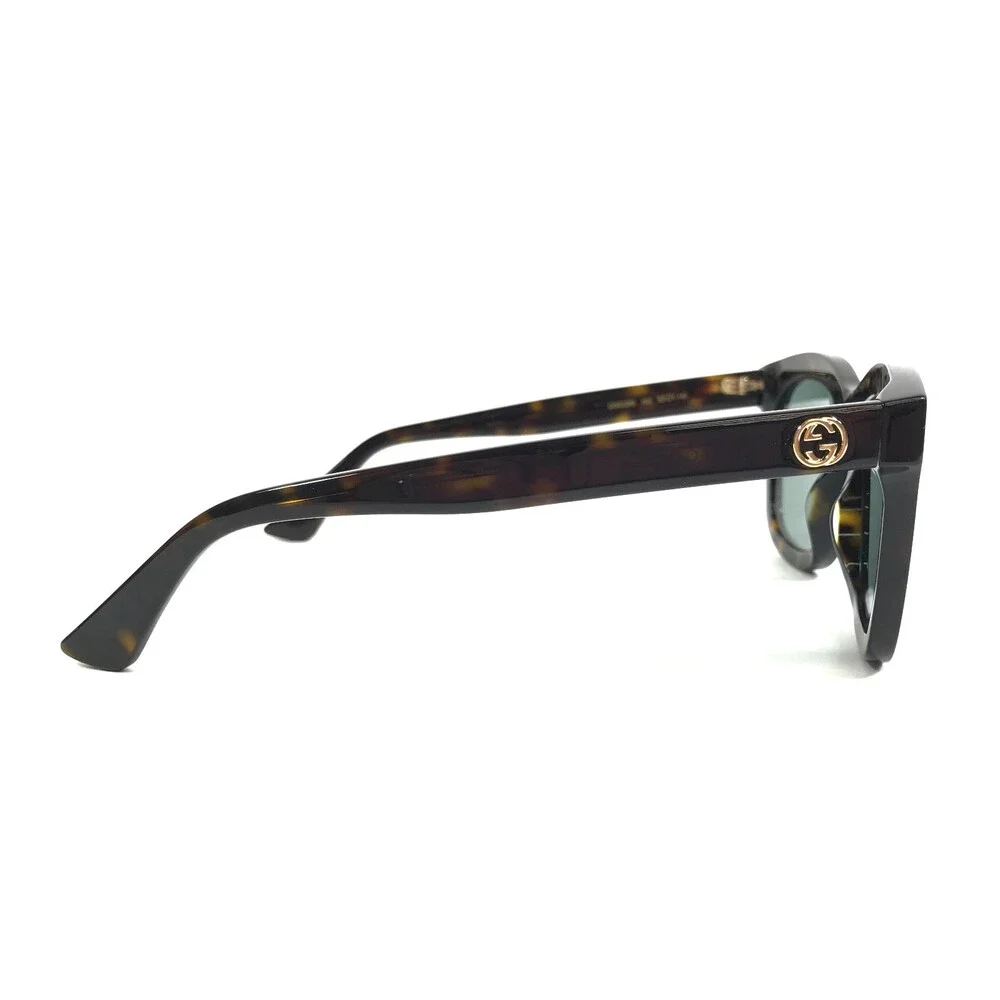 Gucci Sunglasses GG0326S 002 Dark Tortoise Square Frames with Light Green Lenses